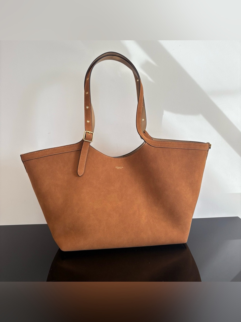 Coach Tan Leather Tote with Adjustable Shoulder Strap